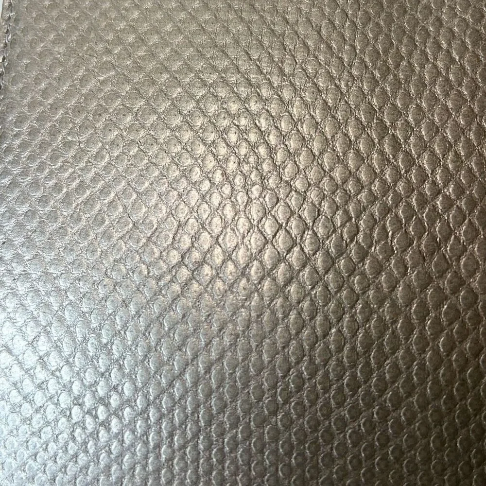 NWT Salvatore Ferragamo Silver Leather Python-Print Passport Holder.